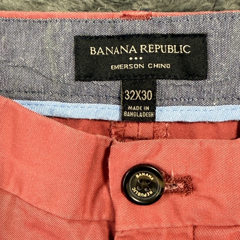 Banana Republic Emerson Chino Mens 32x30 Pink Straight Leg Cotton Pants - Picture 3 of 10